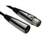 RS PRO Male 3 Pin XLR to Female 3 Pin XLR  Cable, Black, 1m