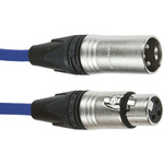 Van Damme Male 3 Pin XLR to Female 3 Pin XLR  Cable, Blue, 5m