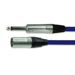 Van Damme Male 3 Pin XLR to Male 6.35mm Mono Jack  Cable, Blue, 5m