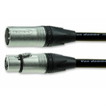 Van Damme Male 3 Pin XLR to Female 3 Pin XLR Cable, Black, 15m