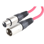 RS PRO Female 3 Pin XLR to Male 3 Pin XLR Cable, Red, 1m