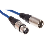 RS PRO Female 3 Pin XLR to Male 3 Pin XLR  Cable, Blue, 1m