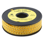 RS PRO Slide On Cable Marker, Pre-printed "+" ,Black on Yellow ,3.6 → 7.4mm Dia. Range