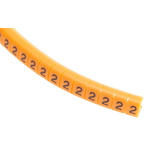 RS PRO Snap On Cable Marker, Pre-printed "2" ,Black on Orange ,4 → 5mm Dia. Range