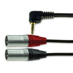 Van Damme Male 3.5mm Stereo Jack to Male 3 Pin XLR x 2 Cable, Black, 3m