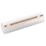Merlett Plastics PVC Hose, Clear, 40.5mm External Diameter, 10m Long, Reinforced, 75mm Bend Radius, Liquid Food