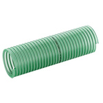 Merlett Plastics PVC Hose, Green, 58.2mm External Diameter, 10m Long, Reinforced, 200mm Bend Radius, Liquid Applications