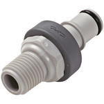 Straight Hose Coupling 1/4in Coupling Insert - Valved, Thread Mount, 1/4 in BSPT Male, PP