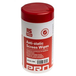 RS PRO Wet Screen Wipes for Various Applications Use, Dispenser Box of 100
