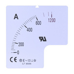RS PRO 1500A Meter Scale For Use With 72 x 72 Analogue Panel Ammeter