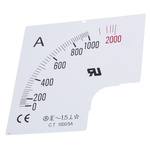 RS PRO 1000A Meter Scale For Use With 96 x 96 Analogue Panel Ammeter