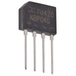 Diodes Inc KBP04G, Bridge Rectifier, 1.5A 400V, 4-Pin KBP