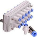 Multiconnector fitting 10 way one touch for 4mm tube, plug side only