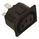 TE Connectivity IEC Connector Snap-In Socket, 2P, Quick Connect Termination, 15A, 120 V ac, 250 V ac