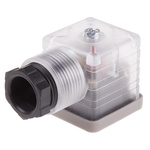 RS PRO 3P+E DIN 43650 A, Female Solenoid Valve Connector with Indicator Light, 250 V dc Voltage