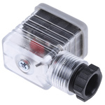 RS PRO 2P+E DIN 43650 B, Female Solenoid Valve Connector with Indicator Light, 24 V dc Voltage