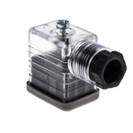 RS PRO 2P+E DIN 43650 B, Female Solenoid Valve Connector with Indicator Light, 250 V ac Voltage