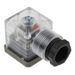 RS PRO 2P+E DIN 43650 A, Female Solenoid Valve Connector with Indicator Light, 24 V dc Voltage
