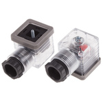 RS PRO 2P+E DIN 43650 A, Female Solenoid Valve Connector with Indicator Light, 12 V dc Voltage