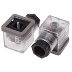RS PRO 2P+E DIN 43650 A, Female Solenoid Valve Connector with Indicator Light, 250 V ac Voltage