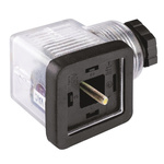 RS PRO 2P+E DIN 43650 A, Female Solenoid Valve Connector with Indicator Light, 110 V ac Voltage