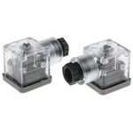 RS PRO 3P+E DIN 43650 A, Female Solenoid Valve Connector with Indicator Light, 250 V ac Voltage
