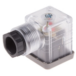 RS PRO 2P+E DIN 43650 A, Female Solenoid Connector with Indicator Light, 24 V dc Voltage