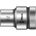 Wera 12mm Hex Socket With 1/2 in Drive , Length 37 mm