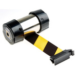 RS PRO Black & Yellow Wall Mounted Retractable Barrier, Retractable 2.10m