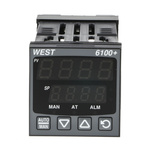 West Instruments P6100+ Panel Mount PID Temperature Controller, 48 x 48mm 1 Input, 2 Output Relay, 100 → 240 V