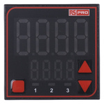RS PRO Panel Mount PID Temperature Controller, 48 x 48mm, 3 Output Relay, SSR, 110 → 240 V ac Supply Voltage