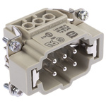 HARTING Heavy Duty Power Connector Insert, 16A, Male, Han E Series, 6 Contacts