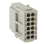Han-Modular Series Male Module, 12 Way, 2 Row, Rated At 10A, 250 V, Han DD