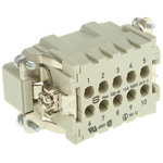 Han E Series size 16 A Connector Insert, Male, 10 Way, 16A, 500 V