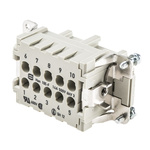 Han E Series size 16 A Connector Insert, Female, 10 Way, 10A, 500 V