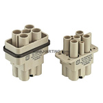 HARTING Heavy Duty Power Connector Insert, 40A, Male, Han Q Series, 6 Contacts