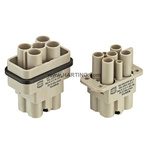 HARTING Heavy Duty Power Connector Insert, 40A, Female, Han Q Series, 6 Contacts