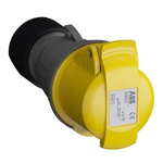 ABB, Easy & Safe IP44 Yellow Cable Mount 3P+E Industrial Power Socket, Rated At 16.0A, 110.0 V