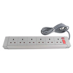 RS PRO 2m 6 Socket Type G - British Trailing Socket, 250 V ac