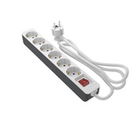 RS PRO 5m 6 Socket Schuko Socket, 250 V, IP20