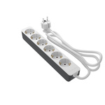 RS PRO 5m 6 Socket Schuko Socket, 250 V, IP20