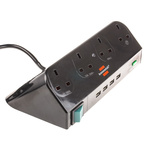 brennenstuhl 1m 4 Socket Type G - British, USB Extension Lead, 230 V