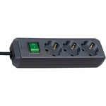 brennenstuhl 3m 3 Socket Type F - German Schuko, USB Extension Lead