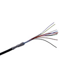 MICROWIRES 10 Core Power Cable, 0.08 mm2, 50m Armoured, Black Thermoplastic Polyurethane TPU Sheath, Shielded, 600 V