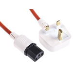 RS PRO IEC C13 Socket to Type G UK Plug Power Cord, 3m