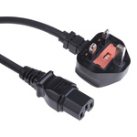 RS PRO IEC C15 Socket to Type G UK Plug Power Cord, 2m