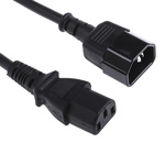 RS PRO IEC C13 Socket to IEC C14 Plug Power Cord, 1m