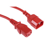 RS PRO IEC C13 Socket to IEC C14 Plug Power Cord, 1m