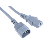 RS PRO IEC C13 Socket to IEC C14 Plug Power Cord, 2m