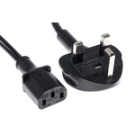 RS PRO IEC C13 Socket to Type G UK Plug Power Cord, 1.8m
